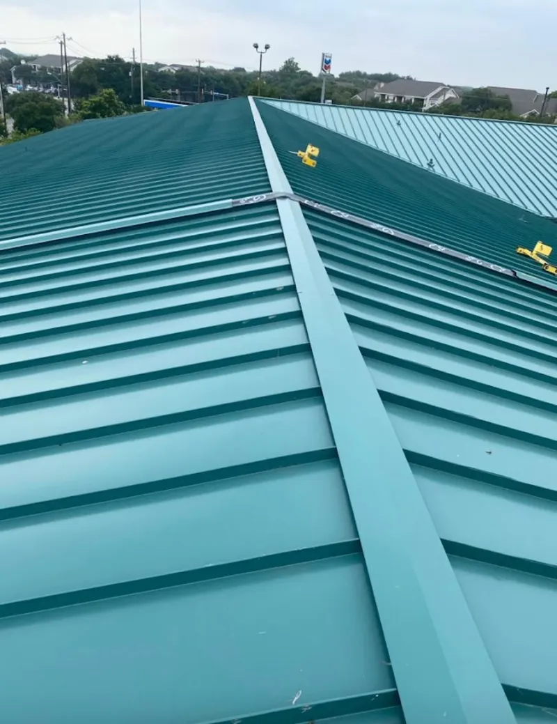 Green commercial metal roof ridge and valley for Metal Roof Repair in Oceanside